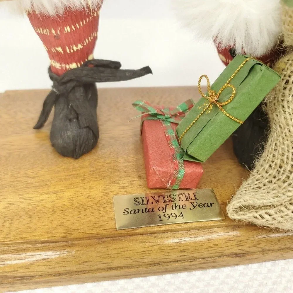 Vintage 90s Silvestri Santa of the Year Father Christmas Wooden Base 15